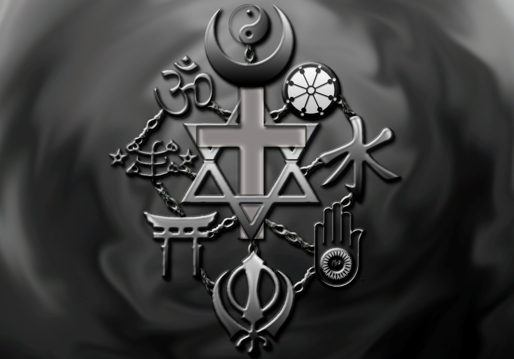 image of symbols from all religions fear pyschology