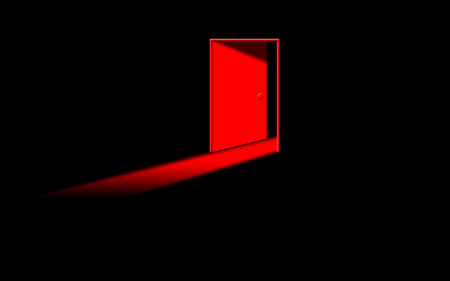 red ghost door